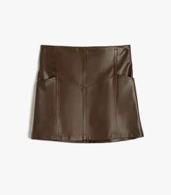 Boven knielengte Imitatieleer Rok