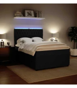 Boxspring met matras fluweel zwart 140x200 cm