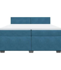 Boxspring met matras fluweel donkerblauw 200x200 cm
