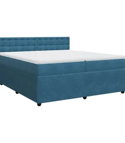 Boxspring met matras fluweel blauw 200x200 cm