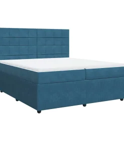 Boxspring met matras fluweel blauw 200x200 cm