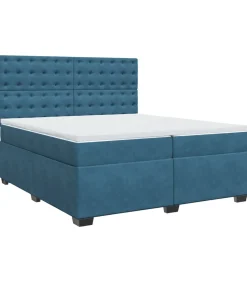Boxspring met matras fluweel blauw 200x200 cm