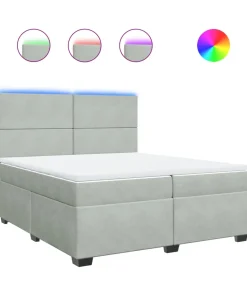 Boxspring met matras fluweel lichtgrijs 200x200 cm