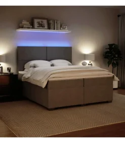 Boxspring met matras fluweel lichtgrijs 200x200 cm