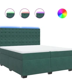 Boxspring met matras fluweel donkergroen 200x200 cm