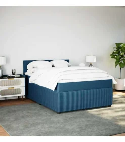 Boxspring met matras fluweel blauw 160x200 cm