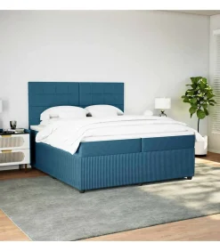 Boxspring met matras fluweel donkerblauw 200x200 cm