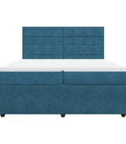 Boxspring met matras fluweel donkerblauw 200x200 cm