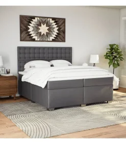 Boxspring met matras kunstleer grijs 200x200 cm