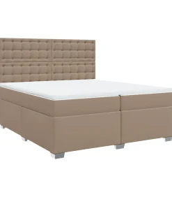 Boxspring met matras kunstleer cappuccinokleurig 200x200 cm