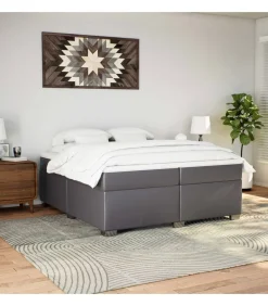 Boxspring met matras kunstleer grijs 200x200 cm