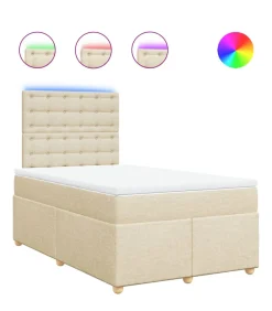 Boxspring met matras stof crèmekleurig 120x190 cm