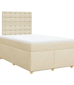 Boxspring met matras stof crèmekleurig 120x190 cm