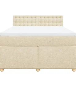 Boxspring met matras stof crèmekleurig 160x200 cm
