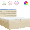 Boxspring met matras stof crèmekleurig 200x200 cm