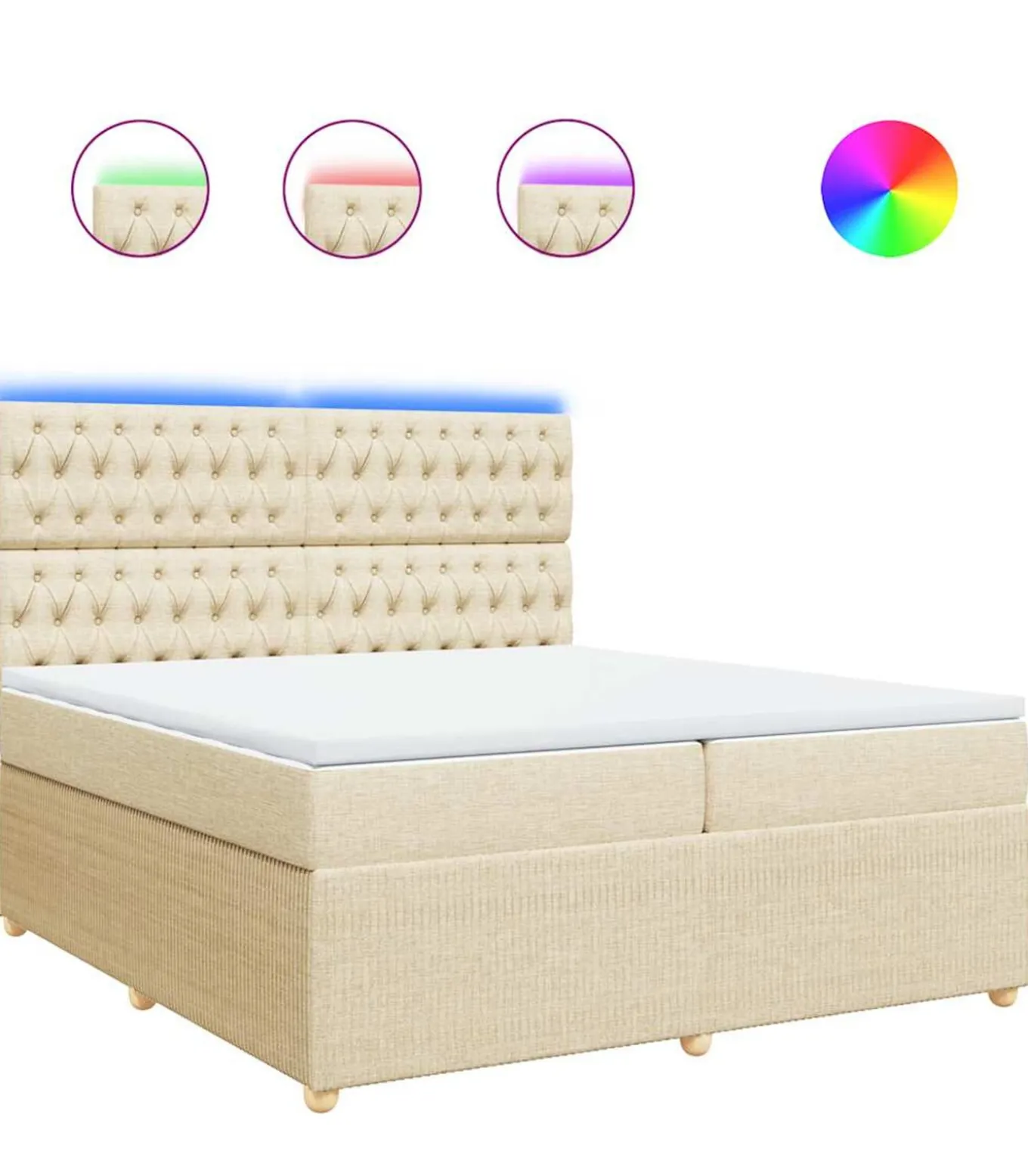 Boxspring met matras stof crèmekleurig 200x200 cm