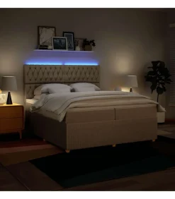 Boxspring met matras stof crèmekleurig 200x200 cm