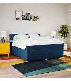 Boxspring met matras stof blauw 180x200 cm