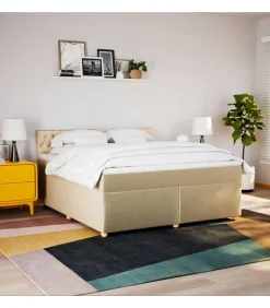 Boxspring met matras stof crèmekleurig 180x200 cm