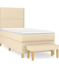 Boxspring met matras stof crèmekleurig 90x200 cm