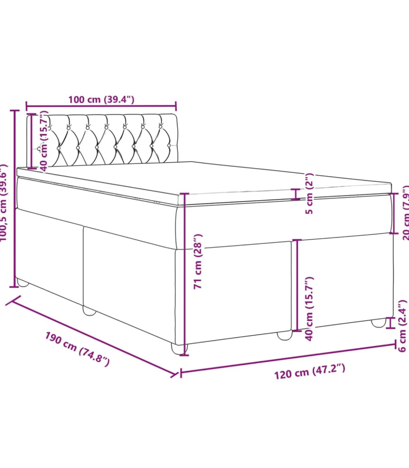 Boxspring met matras stof taupe 120x190 cm