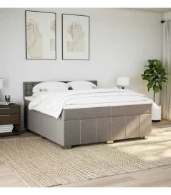 Boxspring met matras stof taupe 200x200 cm