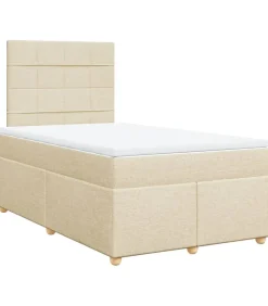 Boxspring met matras stof crèmekleurig 120x190 cm