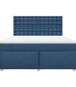 Boxspring met matras stof blauw 180x200 cm