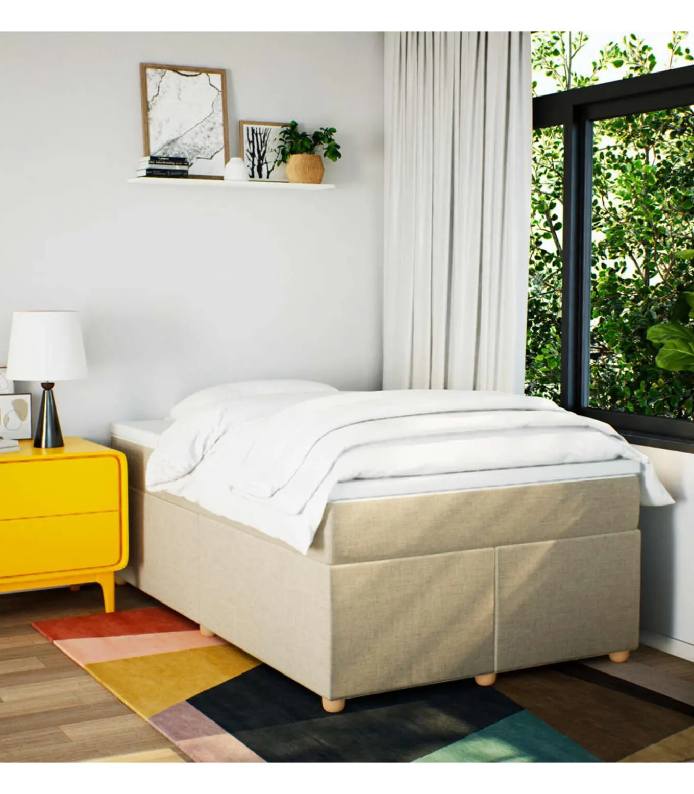 Boxspring met matras stof crèmekleurig 120x190 cm