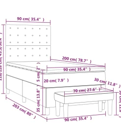 Boxspring met matras stof crèmekleurig 90x200 cm