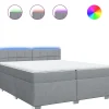 Boxspring met matras stof lichtgrijs 200x200 cm