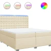 Boxspring met matras stof crèmekleurig 200x200 cm