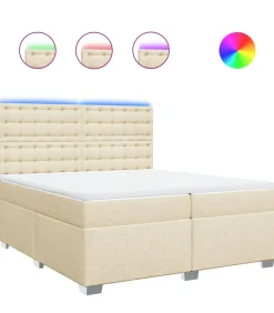 Boxspring met matras stof crèmekleurig 200x200 cm