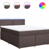 Boxspring met matras stof donkerbruin 140x200 cm