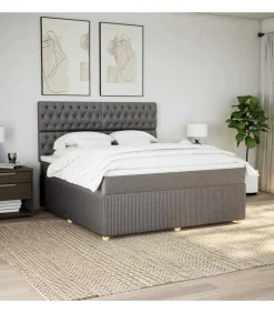 Boxspring met matras stof taupe 180x200 cm