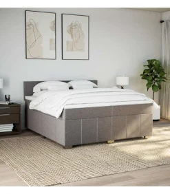 Boxspring met matras stof taupe 200x200 cm