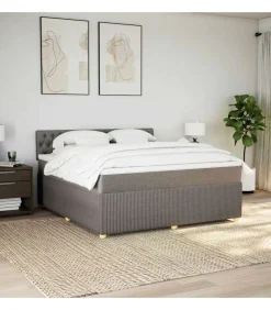 Boxspring met matras stof taupe 180x200 cm