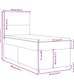 Boxspring met matras stof donkerbruin 90x200 cm