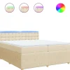 Boxspring met matras stof crèmekleurig 200x200 cm