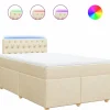 Boxspring met matras stof crèmekleurig 120x190 cm