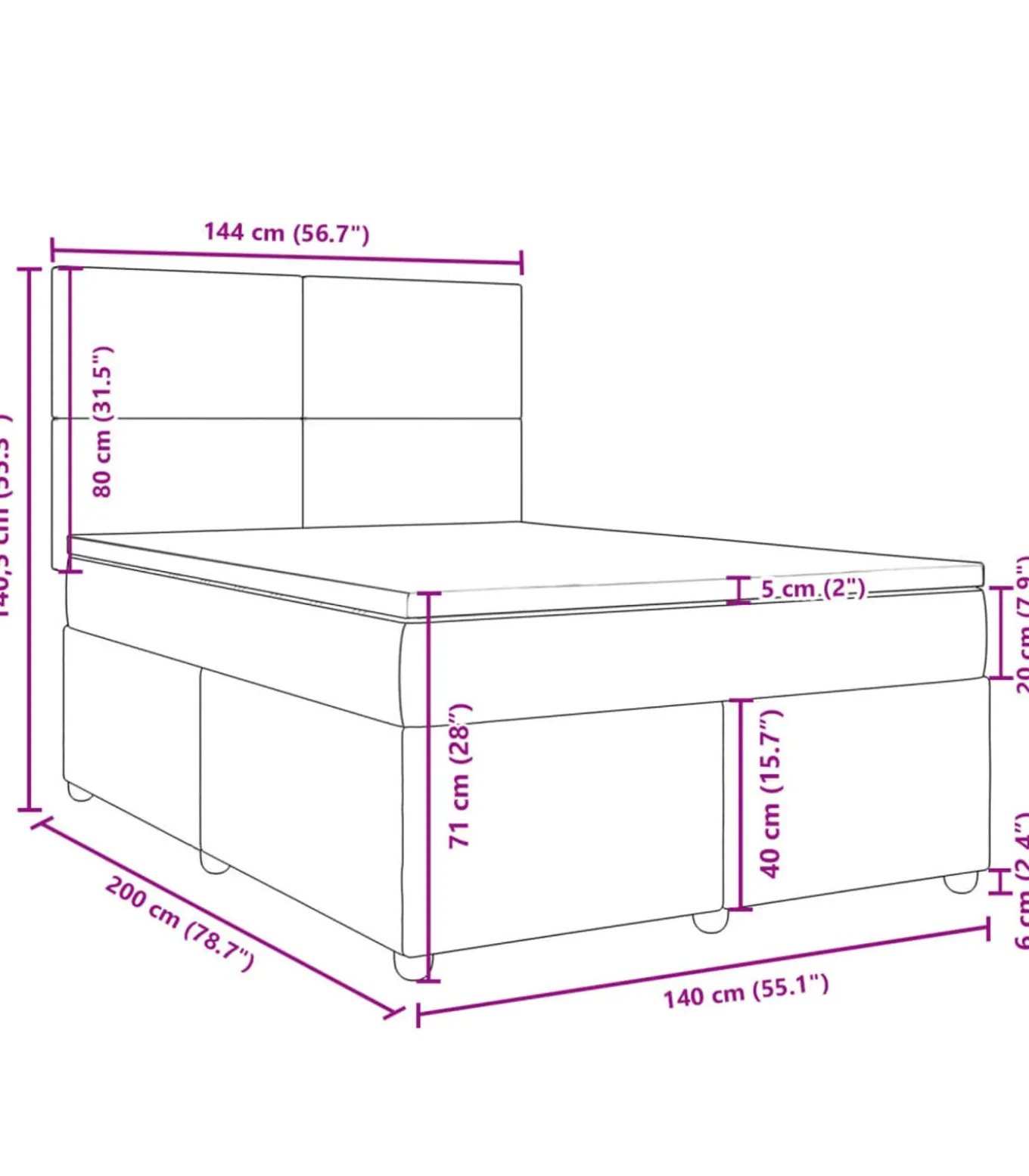Boxspring met matras stof blauw 140x200 cm