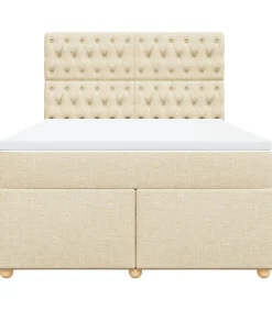 Boxspring met matras stof crèmekleurig 160x200 cm