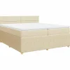 Boxspring met matras stof crèmekleurig 200x200 cm