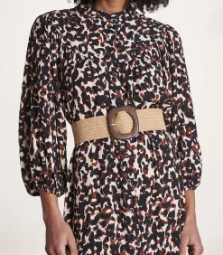 Brede beige elastische tailleband