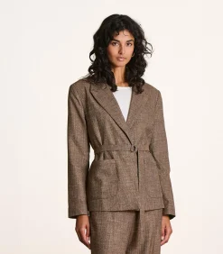 Bruin geruit jasje met riem