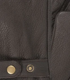 Bruine leren herenhandschoenen met aantreklusje