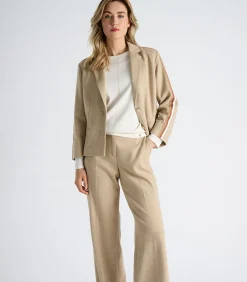 Camel blazer met originele strepen op de schouders
