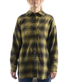 Camicia Kontatto Over Check Frange Verde