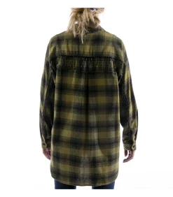 Camicia Kontatto Over Check Frange Verde