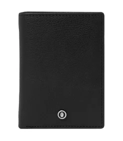 Card holder with flap Button Black